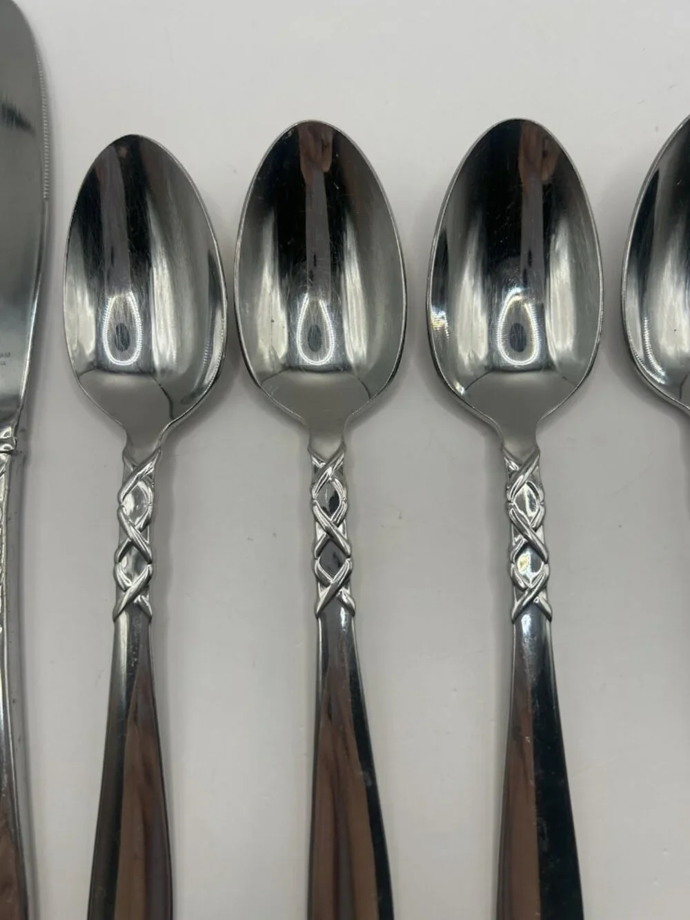 Gorham Ballet Ribbon Stainless Flatware 9 Pc Fork Spoon Knife Set Discontinued